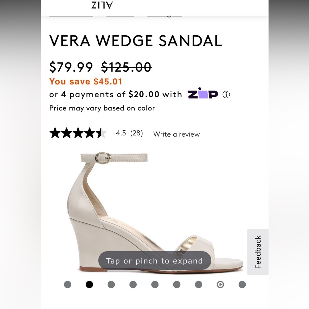 Vera Wedge Sandal by Naturalizer. Size 10 W